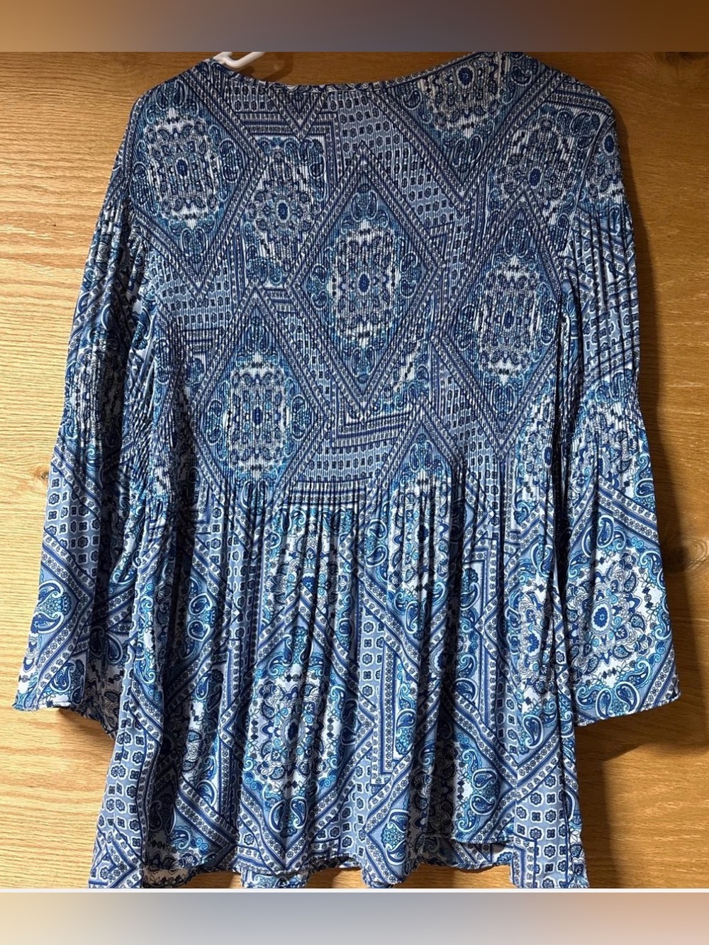 Floral & Ivy Boho Blue Paisley Women's Top - Picture 4 of 6